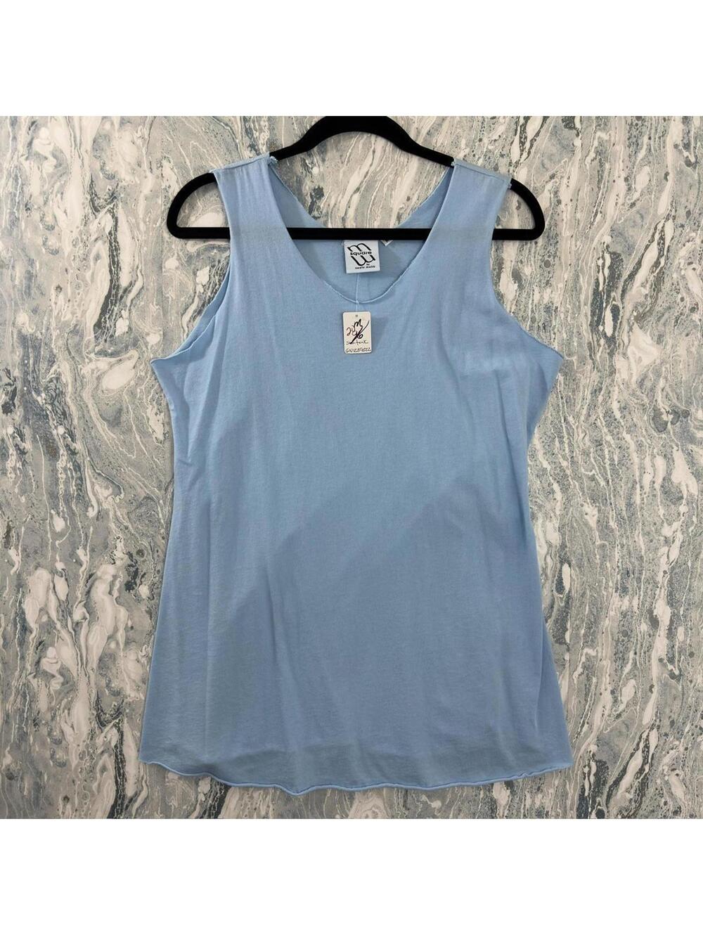 Designer Boho Light Blue Sleeveless Top (M)